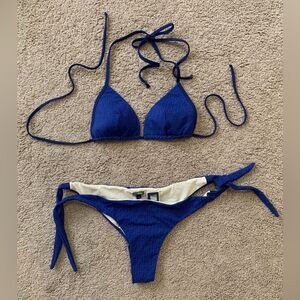 Authentic Fendi blue FF monogram bikini set swimwear Italian size 40